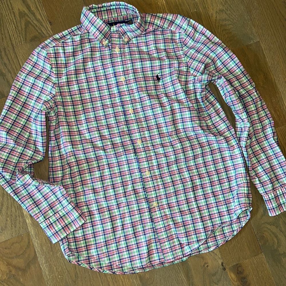 Polo Ralph Lauren Plaid Long Sleeve Button Up Shirt Size Youth Large 14/16